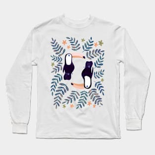 Toucans Pattern - Retro Orange Long Sleeve T-Shirt